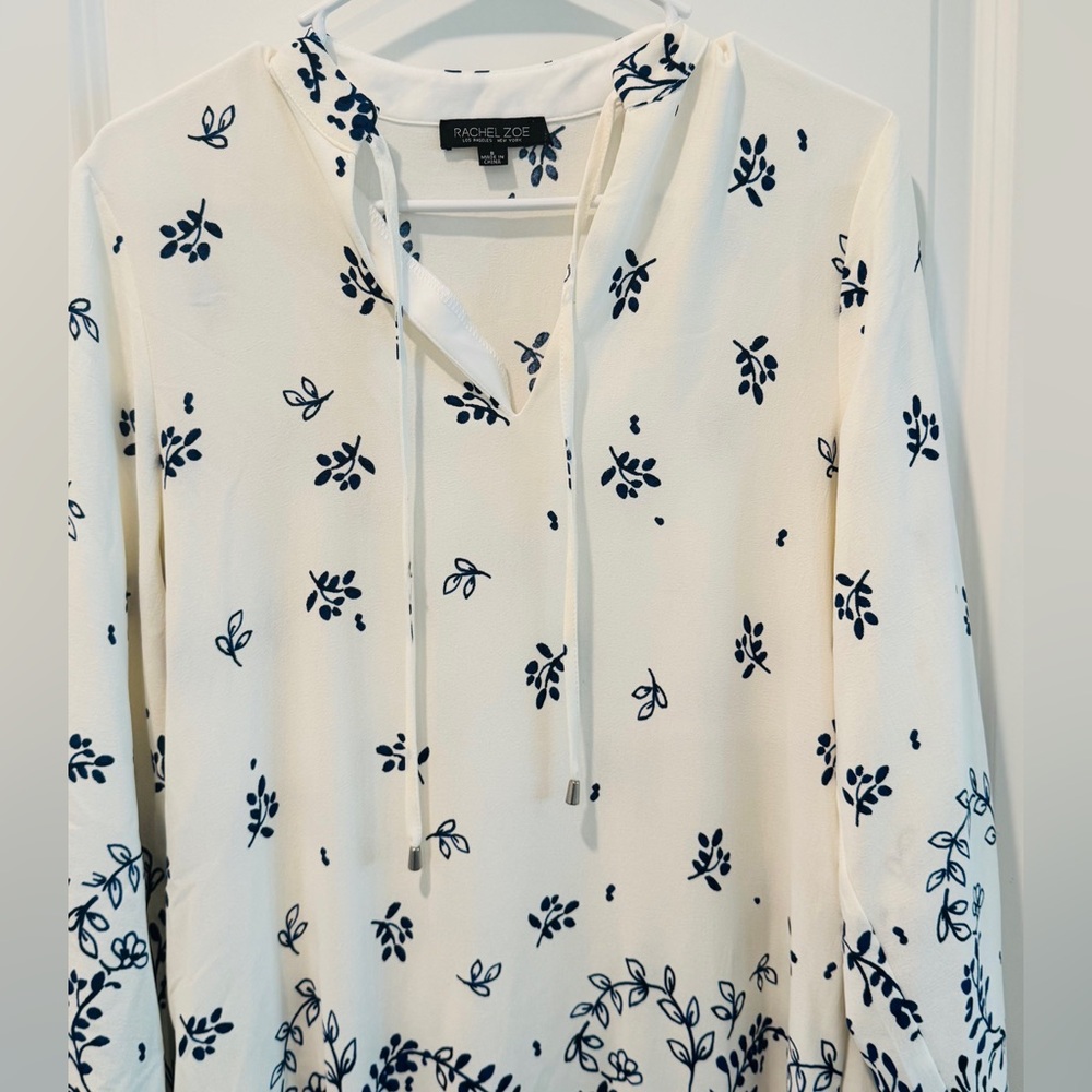 Rachel Zoe Blue White Floral Border Print Tunic Dress Size S *HOST PICK* - Picture 5 of 10
